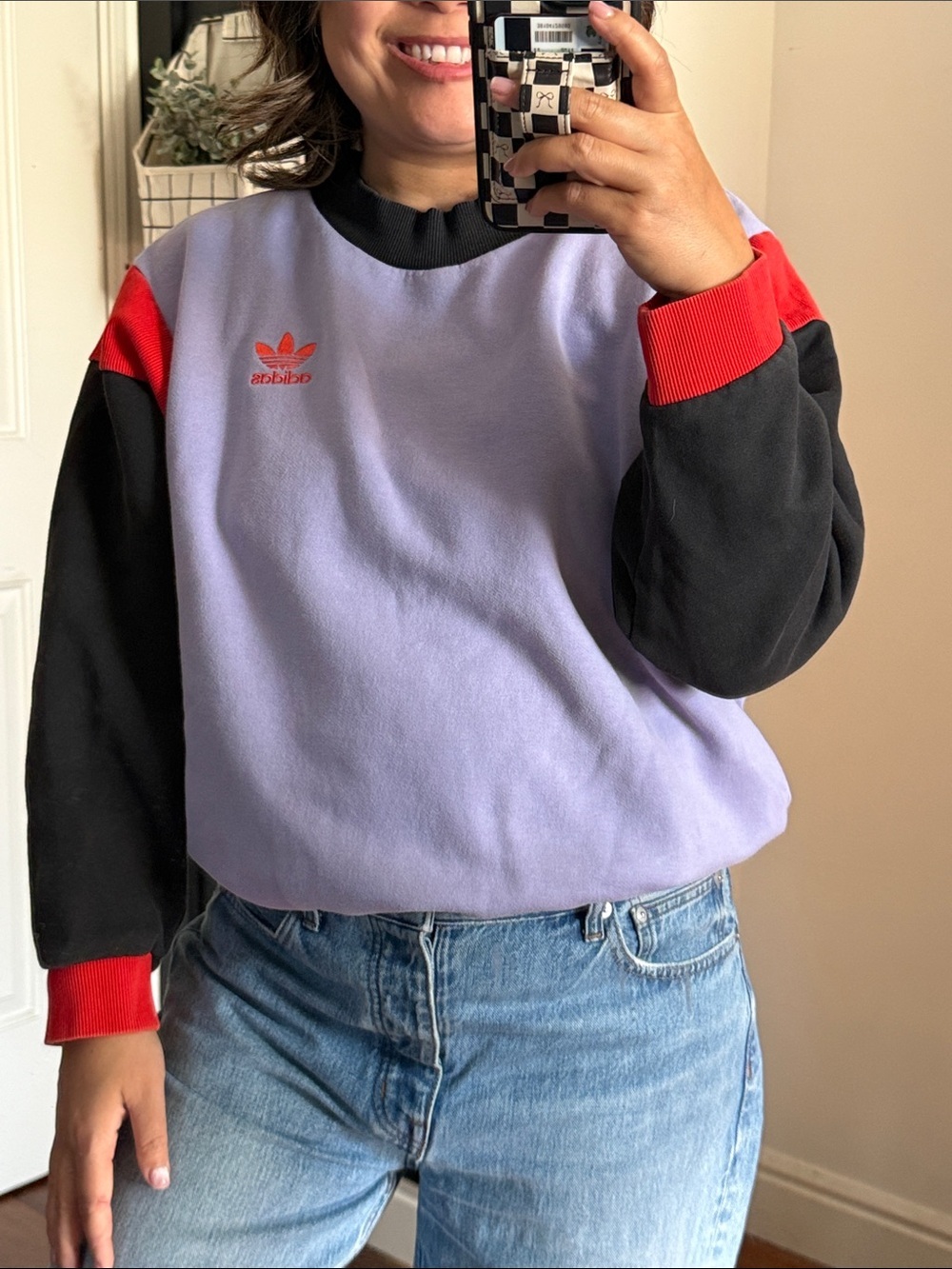 Adidas Originals Archive Purple Colorblock Crewneck Sweatshirt Retro 90s - Picture 12 of 13